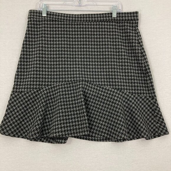 New Banana Republic Black Gray Houndstooth Zip Back Skirt size 14 Preppy - Picture 1 of 8